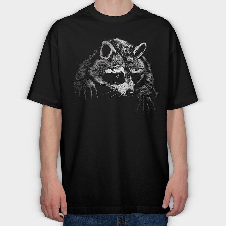 Eyepatch Raccoon, Tricou Oversize Barbati (Unisex)