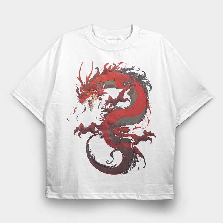 Chinese Dragon, Tricou Oversize Barbati (Unisex)