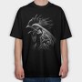 Rooster Head Monochrome, Tricou Oversize Barbati (Unisex)