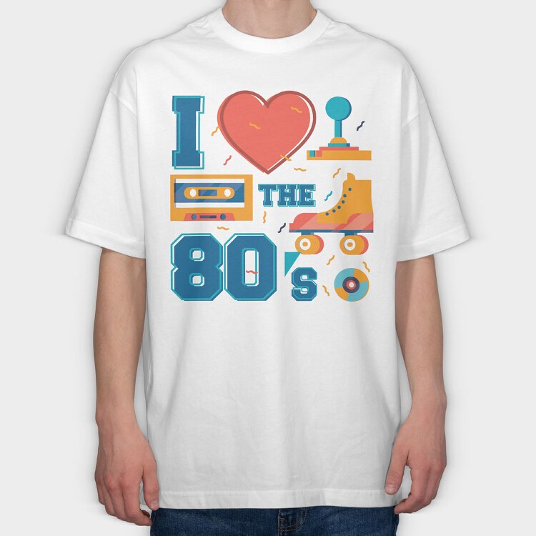 I Love the 80 S, Tricou Oversize Barbati (Unisex)