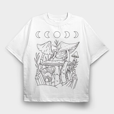 Mushroom Crystals Moon, Tricou Oversize Barbati (Unisex)