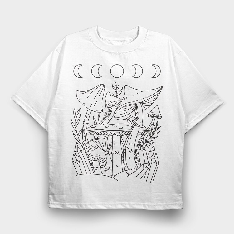 Mushroom Crystals Moon, Tricou Oversize Barbati (Unisex)