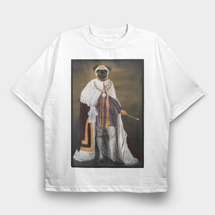 Royalty Pug Painting, Tricou Oversize Barbati (Unisex)