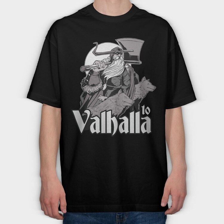 To Valhala Odin Wolves, Tricou Oversize Barbati (Unisex)
