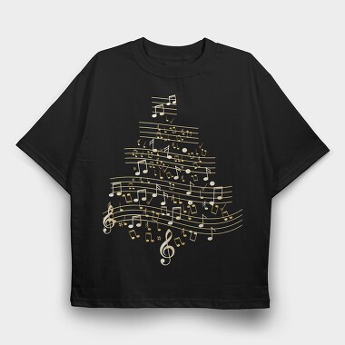 Music Christmas Tree, Tricou Oversize Barbati (Unisex)