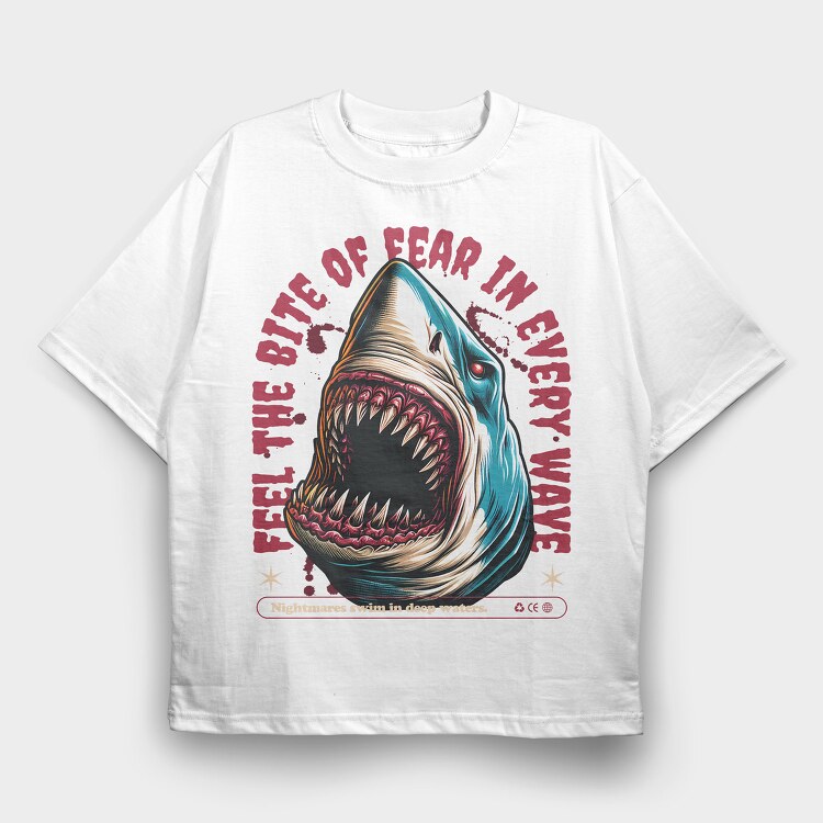 Feel the Bite of Fear in Every Wave, Tricou Oversize Barbati (Unisex)