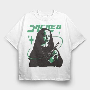 Sacred Nun Gun, Tricou Oversize Barbati (Unisex)