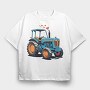 Tractor Cartoon Love, Tricou Oversize Barbati (Unisex)