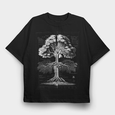 Tree Draw, Tricou Oversize Barbati (Unisex)