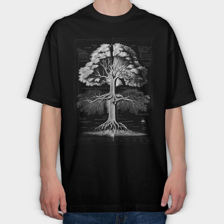 Tree Draw, Tricou Oversize Barbati (Unisex)