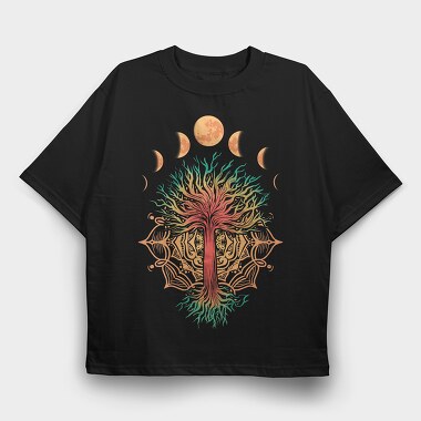 Tree Moonphases, Tricou Oversize Barbati (Unisex)