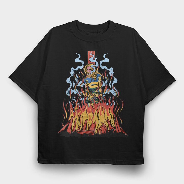 Fire Witch, Tricou Oversize Barbati (Unisex)