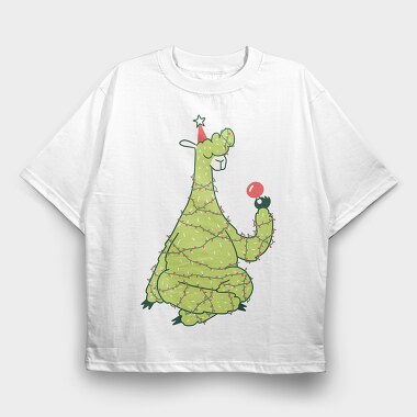 Christmas Tree Llama, Tricou Oversize Barbati (Unisex)