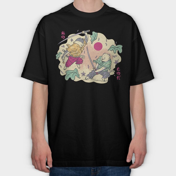 Samurai Cats, Tricou Oversize Barbati (Unisex)
