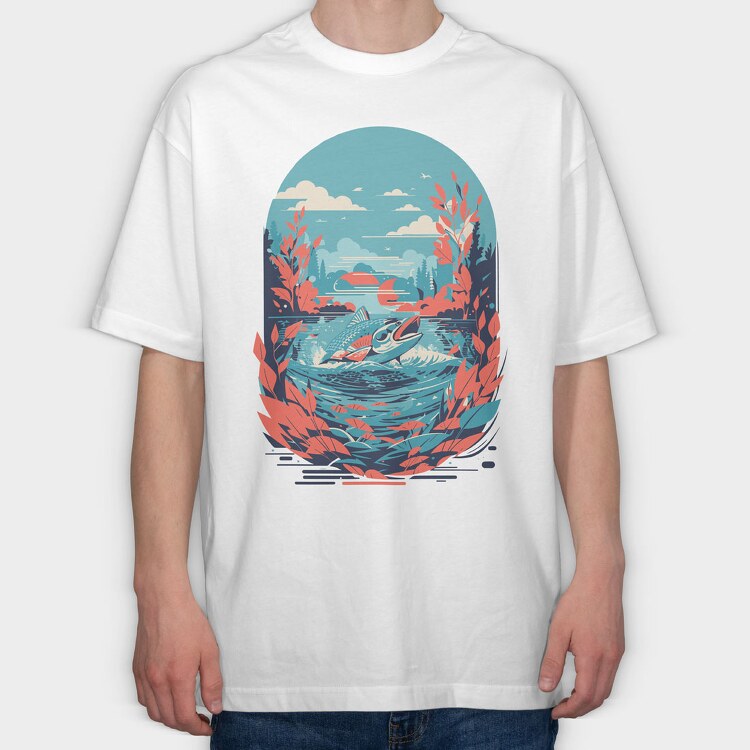Fish Landscape, Tricou Oversize Barbati (Unisex)