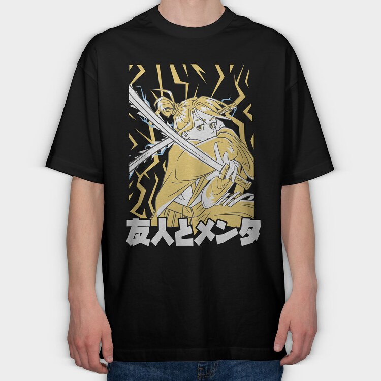 Samurai Girl Yellow, Tricou Oversize Barbati (Unisex)