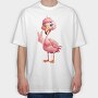 Flamingo Victory Sign, Tricou Oversize Barbati (Unisex)