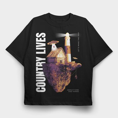 Floating Island Country Life, Tricou Oversize Barbati (Unisex)