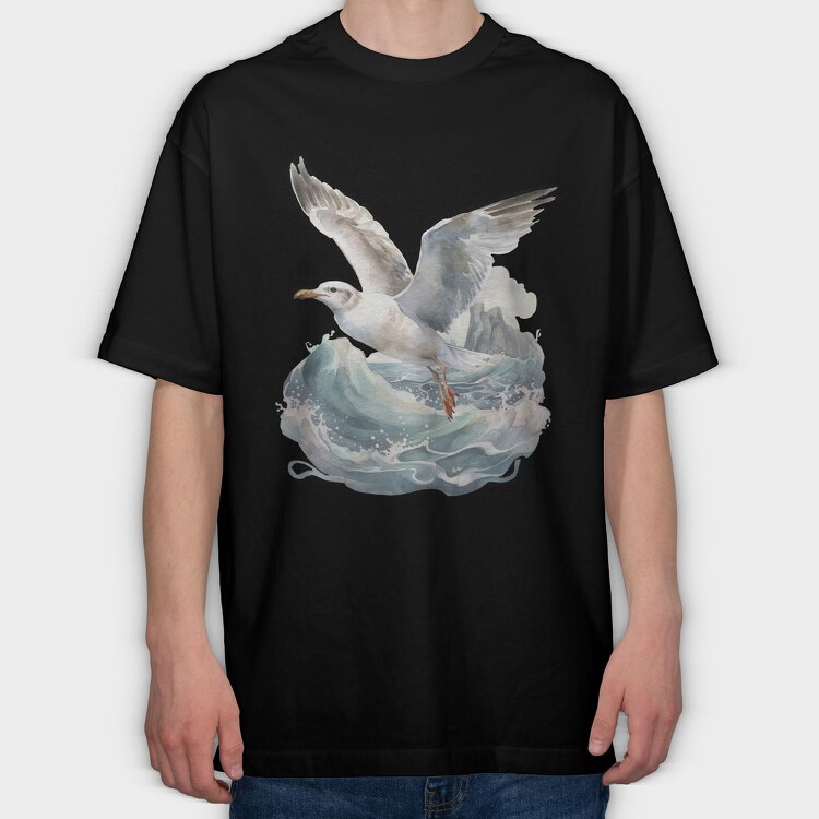 Flying Seagull 1, Tricou Oversize Barbati (Unisex)
