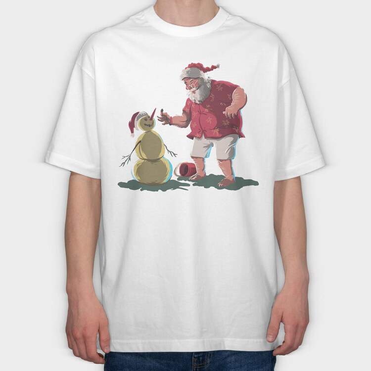 Santa Beach, Tricou Oversize Barbati (Unisex)