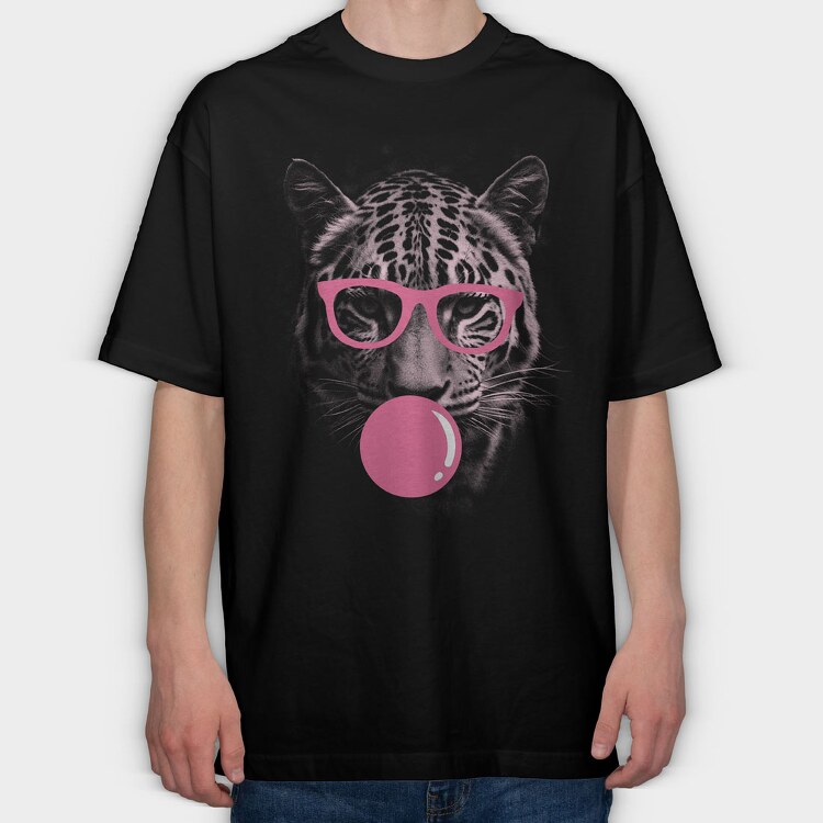 Jaguar Bubblegum Monochrome, Tricou Oversize Barbati (Unisex)
