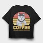 Coffee Because Murder Is Wrong Dog, Tricou Oversize Barbati (Unisex)
