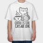Coffee Cat Love, Tricou Oversize Barbati (Unisex)