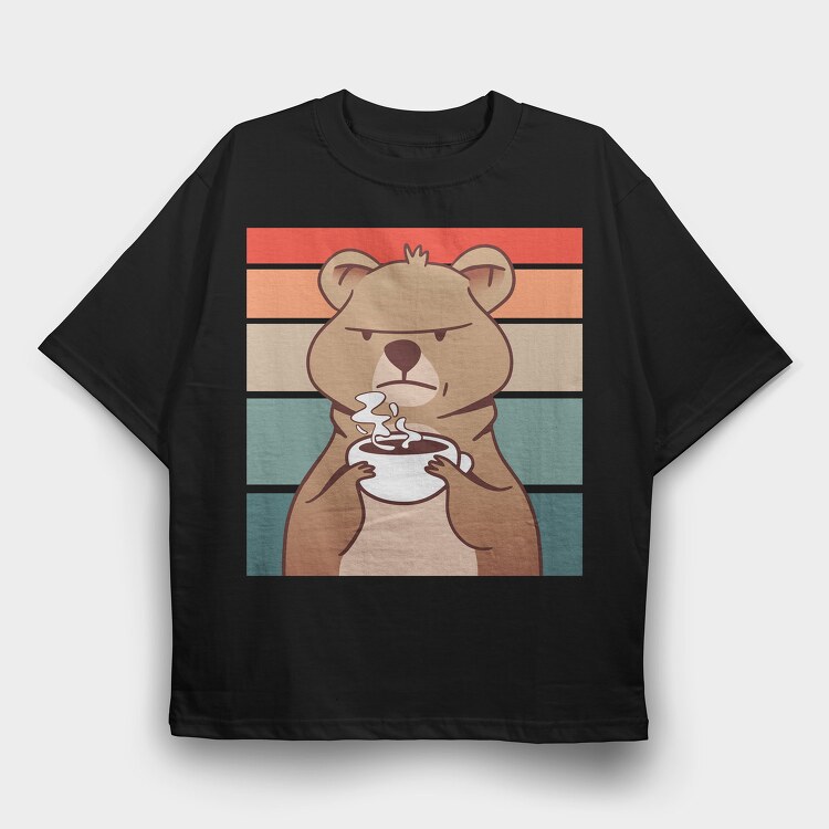 Coffee Grumpy Quokka, Tricou Oversize Barbati (Unisex)
