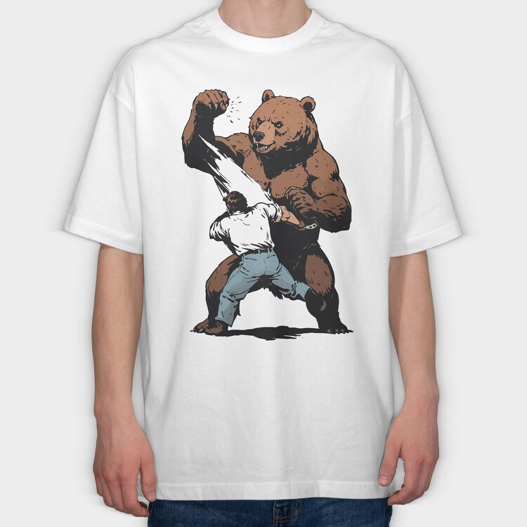 Bear Figth, Tricou Oversize Barbati (Unisex)