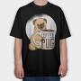 Coffee Pug Mug, Tricou Oversize Barbati (Unisex)