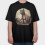 Tyrannosaurus Cat, Tricou Oversize Barbati (Unisex)
