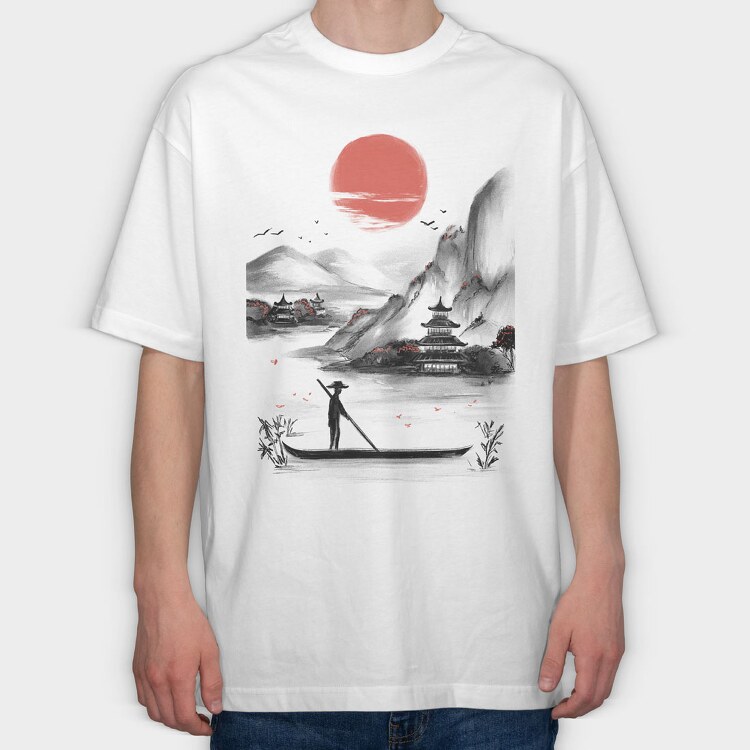 Japanese Landscape, Tricou Oversize Barbati (Unisex)