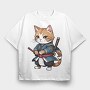 Ninja Cat, Tricou Oversize Barbati (Unisex)