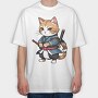 Ninja Cat, Tricou Oversize Barbati (Unisex)
