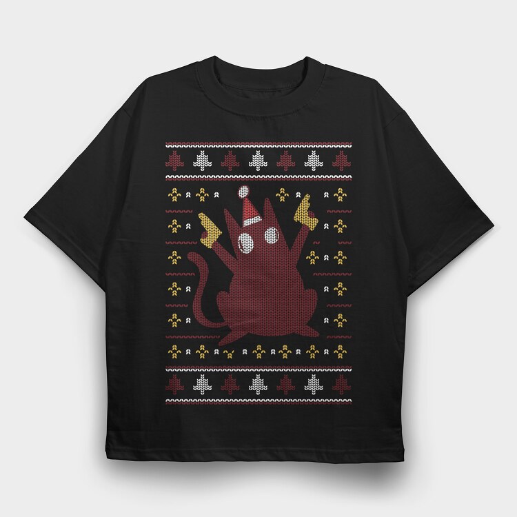 Ugly Sweater Cat, Tricou Oversize Barbati (Unisex)