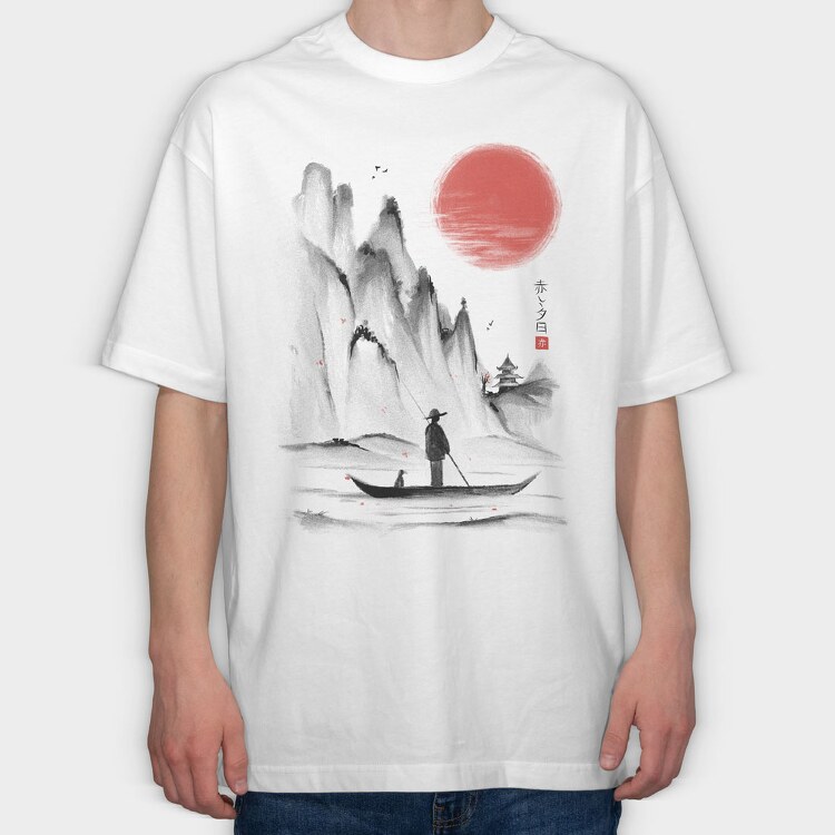 Japanese Traditional Landscape, Tricou Oversize Barbati (Unisex)