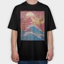 Japanese Vaporwave Big Wave, Tricou Oversize Barbati (Unisex)
