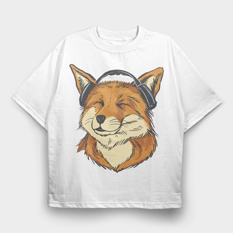 Fox Music Airphones, Tricou Oversize Barbati (Unisex)