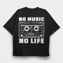 No Music No Life, Tricou Oversize Barbati (Unisex)