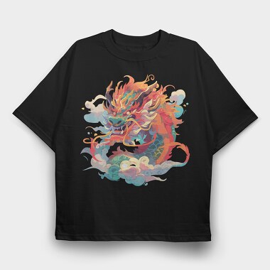 Colorful Dragon Chinese, Tricou Oversize Barbati (Unisex)