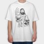 Jesus Stop Sign, Tricou Oversize Barbati (Unisex)