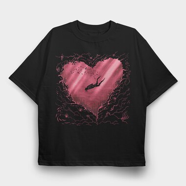 Scuba Heart, Tricou Oversize Barbati (Unisex)