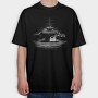 Jet Aircraft Carrier Monochrome, Tricou Oversize Barbati (Unisex)