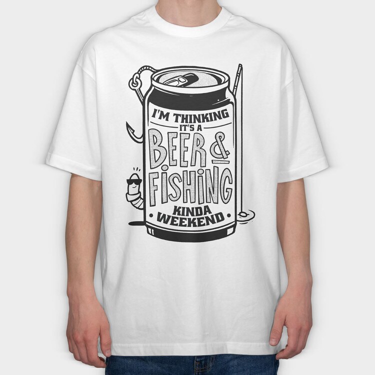 Beer and Fishing, Tricou Oversize Barbati (Unisex)