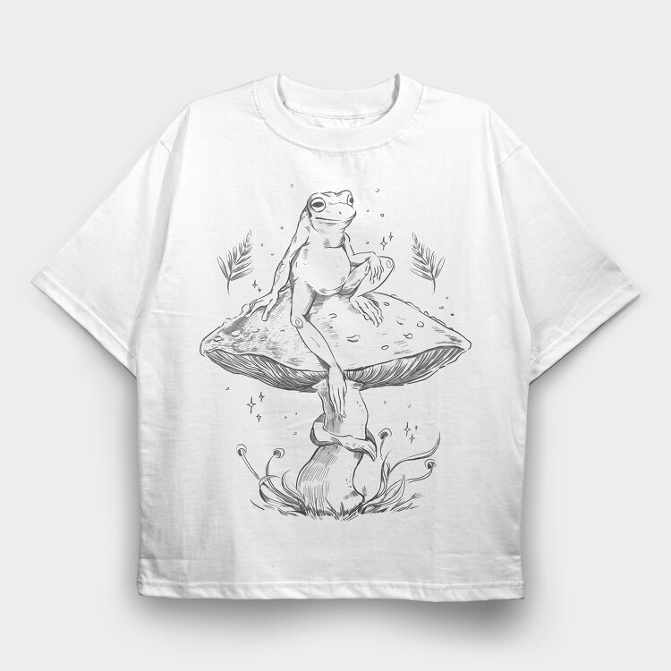 Frog Cottage Sketch, Tricou Oversize Barbati (Unisex)