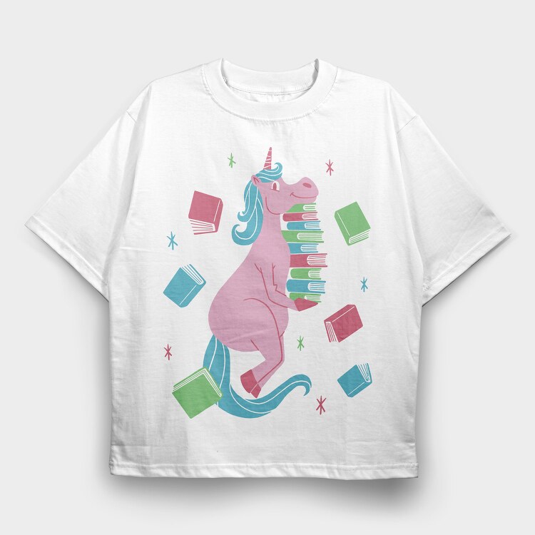 Unicorn Book Lover, Tricou Oversize Barbati (Unisex)