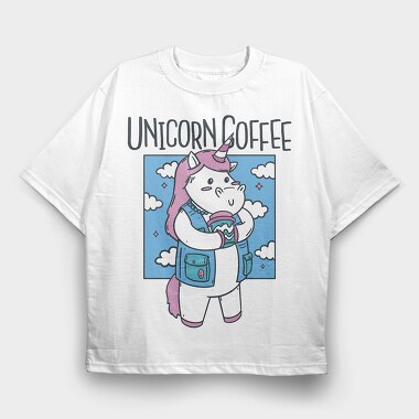 Unicorn Coffee, Tricou Oversize Barbati (Unisex)