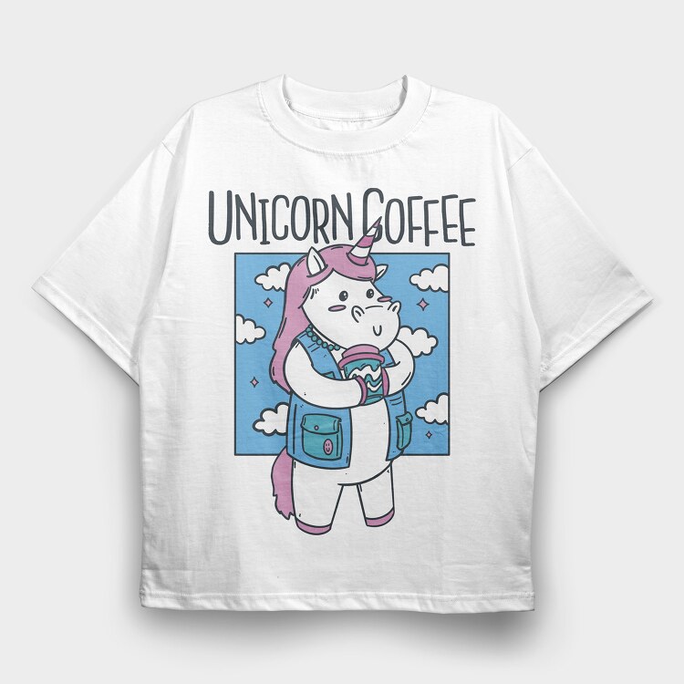 Unicorn Coffee, Tricou Oversize Barbati (Unisex)