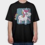 Unicorn Cute Animation, Tricou Oversize Barbati (Unisex)