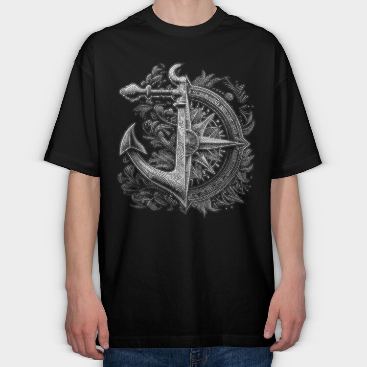 Compass Anchor, Tricou Oversize Barbati (Unisex)